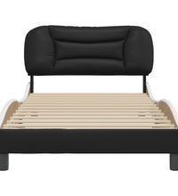 Bettgestell mit Kopfteil Schwarz und Weiß 100x200 cm Kunstleder