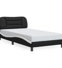 Bettgestell mit Kopfteil Schwarz und Weiß 100x200 cm Kunstleder