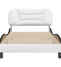 Bettgestell mit Kopfteil Weiß und Schwarz 100x200 cm Kunstleder