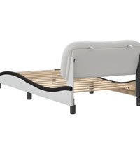 Bettgestell mit Kopfteil Weiß und Schwarz 100x200 cm Kunstleder