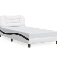Bettgestell mit Kopfteil Weiß und Schwarz 100x200 cm Kunstleder