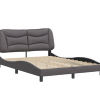Bettgestell mit Kopfteil Grau 120x200 cm Kunstleder