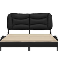 Bettgestell mit Kopfteil Schwarz und Weiß 120x200 cm Kunstleder