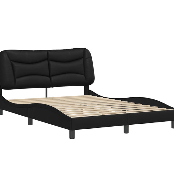 Bettgestell mit Kopfteil Schwarz 140x190 cm Kunstleder