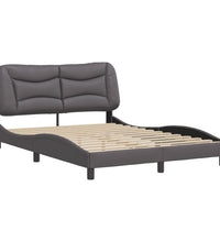 Bettgestell mit Kopfteil Grau 140x190 cm Kunstleder