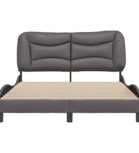 Bettgestell mit Kopfteil Grau 140x190 cm Kunstleder