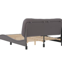 Bettgestell mit Kopfteil Grau 140x190 cm Kunstleder