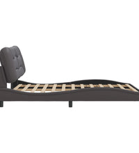 Bettgestell mit Kopfteil Grau 140x190 cm Kunstleder