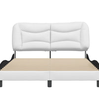 Bettgestell mit Kopfteil Weiß und Schwarz 140x190 cm Kunstleder