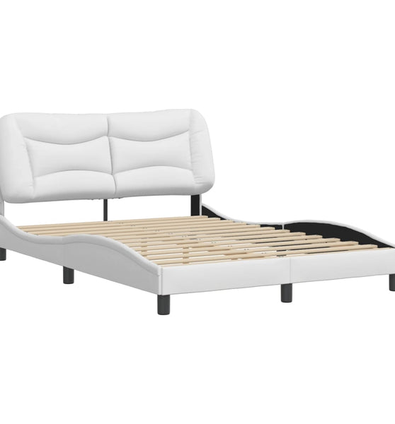 Bettgestell mit Kopfteil Weiß 140x200 cm Kunstleder