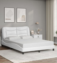 Bettgestell mit Kopfteil Weiß 140x200 cm Kunstleder