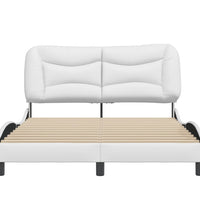 Bettgestell mit Kopfteil Weiß 140x200 cm Kunstleder