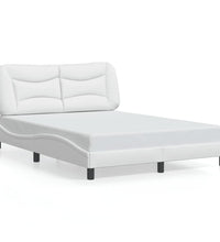 Bettgestell mit Kopfteil Weiß 140x200 cm Kunstleder