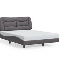 Bettgestell mit Kopfteil Grau 140x200 cm Kunstleder