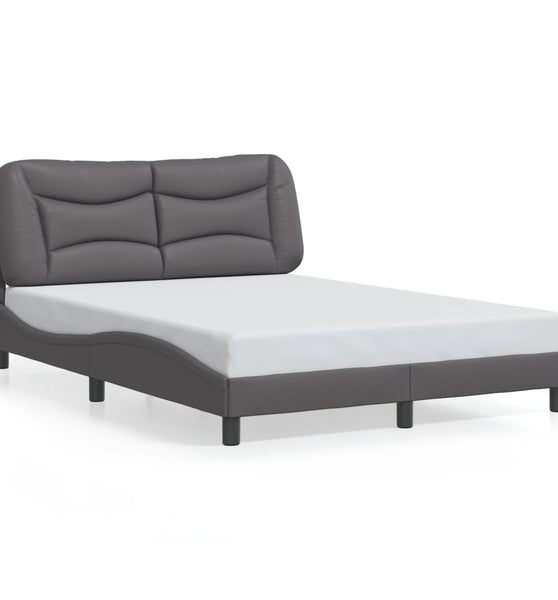 Bettgestell mit Kopfteil Grau 140x200 cm Kunstleder