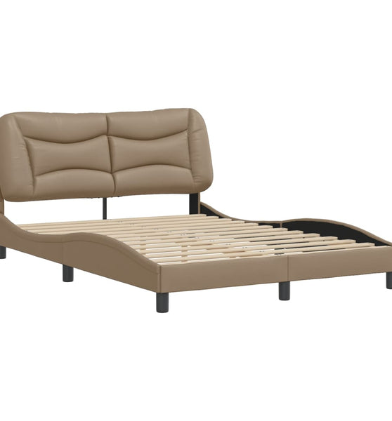 Bettgestell mit Kopfteil Cappuccino-Braun 140x200 cm Kunstleder