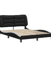 Bettgestell mit Kopfteil Schwarz und Weiß 140x200 cm Kunstleder