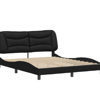 Bettgestell mit Kopfteil Schwarz 160x200 cm Kunstleder