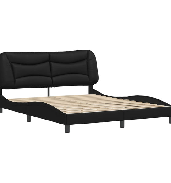 Bettgestell mit Kopfteil Schwarz 160x200 cm Kunstleder