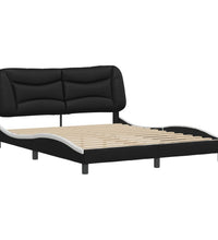 Bettgestell mit Kopfteil Schwarz und Weiß 160x200 cm Kunstleder