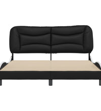 Bettgestell mit Kopfteil Schwarz und Weiß 160x200 cm Kunstleder