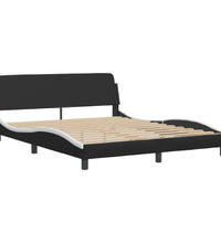 Bettgestell mit Kopfteil Schwarz und Weiß 160x200 cm Kunstleder
