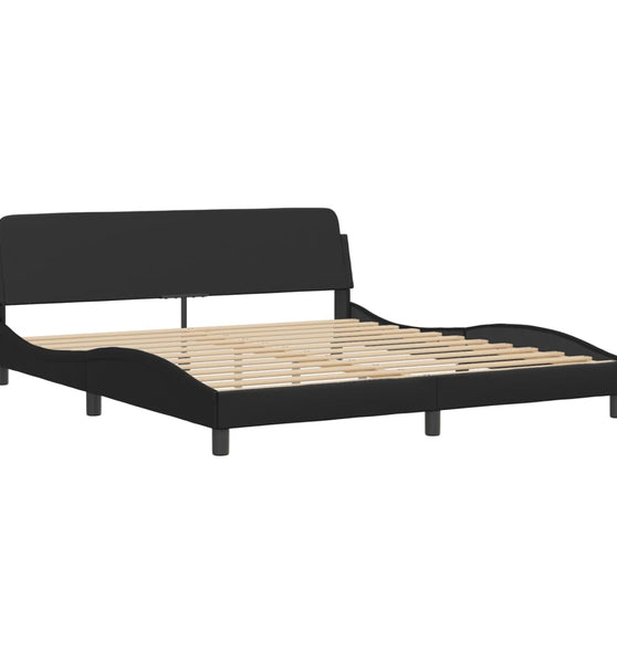 Bettgestell mit Kopfteil Schwarz 180x200 cm Kunstleder