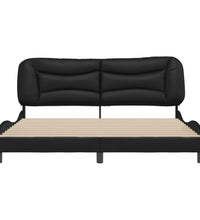 Bettgestell mit Kopfteil Schwarz 180x200 cm Kunstleder