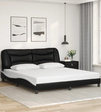 Bettgestell mit Kopfteil Schwarz und Weiß 180x200 cm Kunstleder