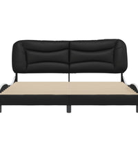 Bettgestell mit Kopfteil Schwarz und Weiß 180x200 cm Kunstleder