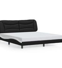 Bettgestell mit Kopfteil Schwarz und Weiß 180x200 cm Kunstleder