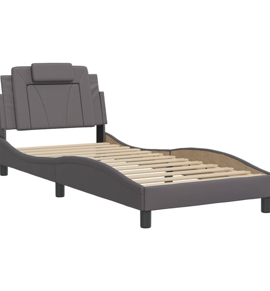 Bettgestell mit Kopfteil Grau 80x200 cm Kunstleder