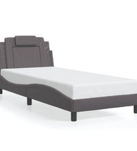 Bettgestell mit Kopfteil Grau 80x200 cm Kunstleder