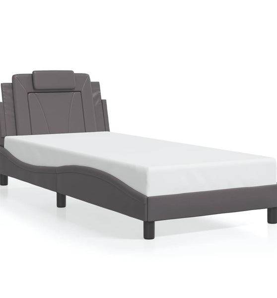 Bettgestell mit Kopfteil Grau 80x200 cm Kunstleder