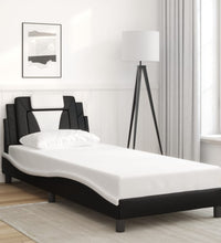 Bettgestell mit Kopfteil Schwarz und Weiß 80x200 cm Kunstleder