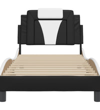 Bettgestell mit Kopfteil Schwarz und Weiß 80x200 cm Kunstleder