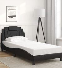 Bettgestell mit Kopfteil Schwarz 90x190 cm Kunstleder