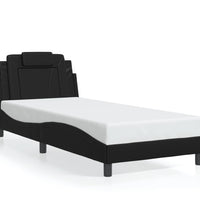 Bettgestell mit Kopfteil Schwarz 90x190 cm Kunstleder