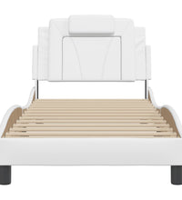 Bettgestell mit Kopfteil Weiß 90x190 cm Kunstleder