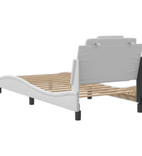 Bettgestell mit Kopfteil Weiß 90x190 cm Kunstleder