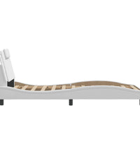 Bettgestell mit Kopfteil Weiß 90x190 cm Kunstleder