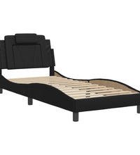 Bettgestell mit Kopfteil Schwarz 90x200 cm Kunstleder