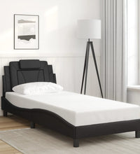 Bettgestell mit Kopfteil Schwarz 90x200 cm Kunstleder