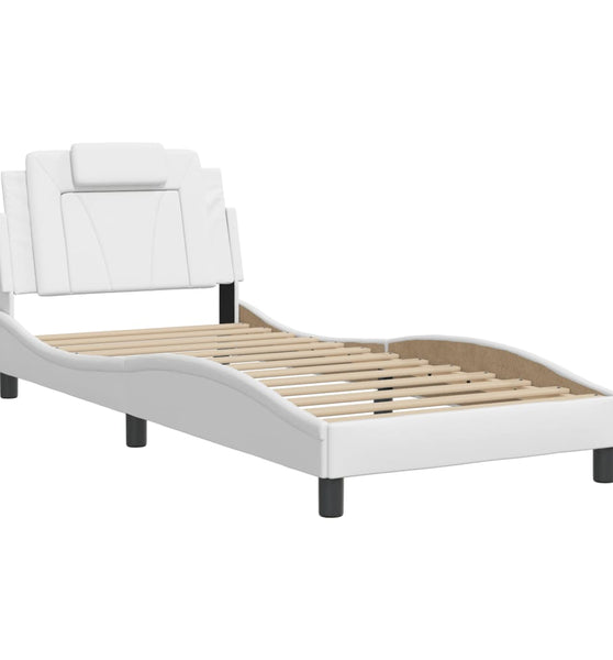 Bettgestell mit Kopfteil Weiß 90x200 cm Kunstleder