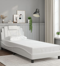 Bettgestell mit Kopfteil Weiß 90x200 cm Kunstleder