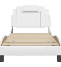 Bettgestell mit Kopfteil Weiß 90x200 cm Kunstleder