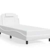 Bettgestell mit Kopfteil Weiß 90x200 cm Kunstleder