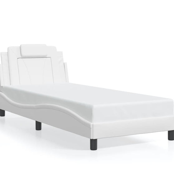 Bettgestell mit Kopfteil Weiß 90x200 cm Kunstleder