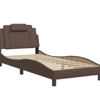 Bettgestell mit Kopfteil Braun 90x200 cm Kunstleder