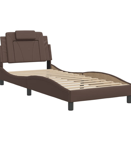 Bettgestell mit Kopfteil Braun 90x200 cm Kunstleder